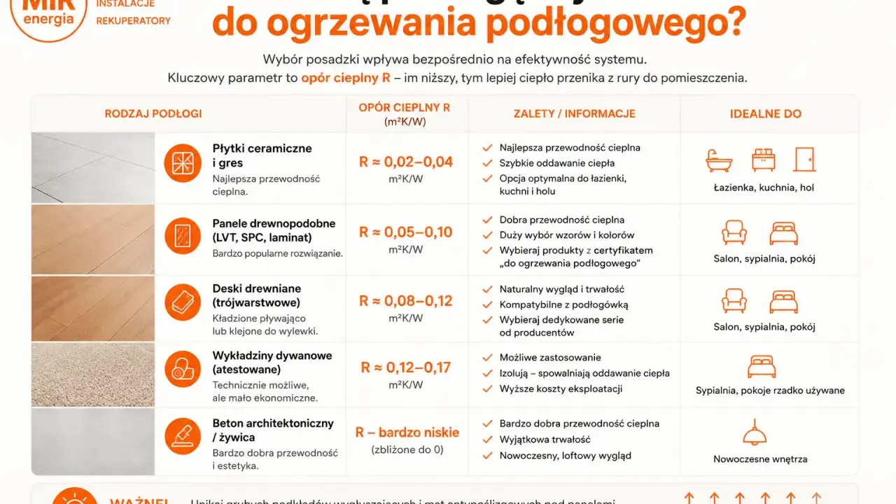 Grube podkłady pod panele podnoszą opór cieplny, obniżając efektywność ogrzewania podłogowego. Unikaj ich, by nie zwiększać kosztów.