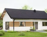 Nowoczesny domek letniskowy z drewnianymi elementami, idealny na wypoczynek. Sprawdź, jak uzyskać dofinansowanie na domek letniskowy i spełnić marzenia o własnym azylu.
