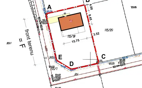Plan zagospodarowania terenu z zaznaczonym budynkiem. Określa, kto wydaje warunki zabudowy dla działki 115/19.