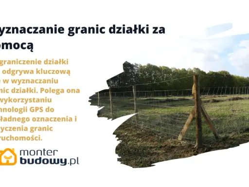Precyzyjne wytyczenie granic działki za pomocą GPS. Zdjęcie przedstawia ogrodzenie na tle zieleni i nieba.