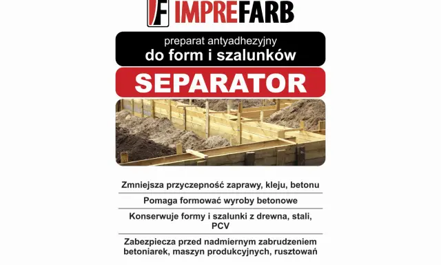 Płyn do szalunków Separator ułatwia formowanie betonu i konserwuje formy.